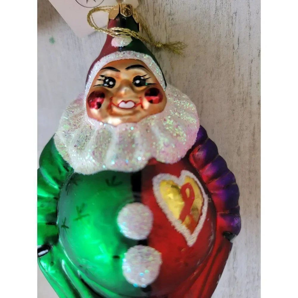 Radko‎ 1997 a caring clown blown glass ornament AIDS awareness